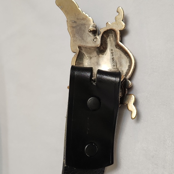 Vintage Harley-Davidson Black Leather Belt with Silver Eagle Buckle (Size 38) - Picture 4 of 7